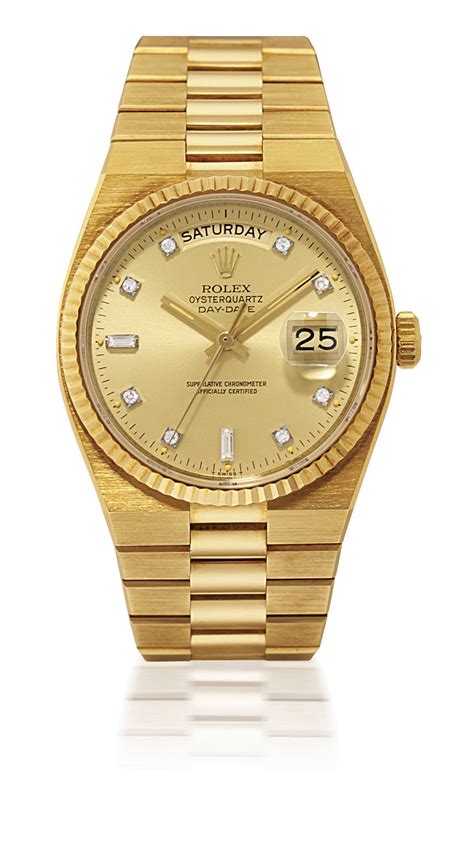 gold rolex oyster quartz|rolex oysterquartz day date value.